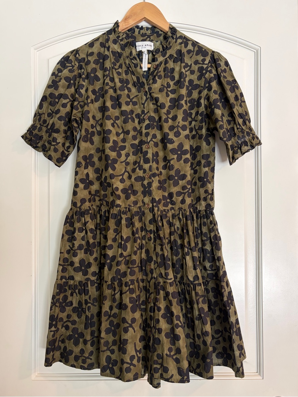 APIECE APART Las Alturas Tiered Floral-print Organic Cotton-poplin Mini Dress XS